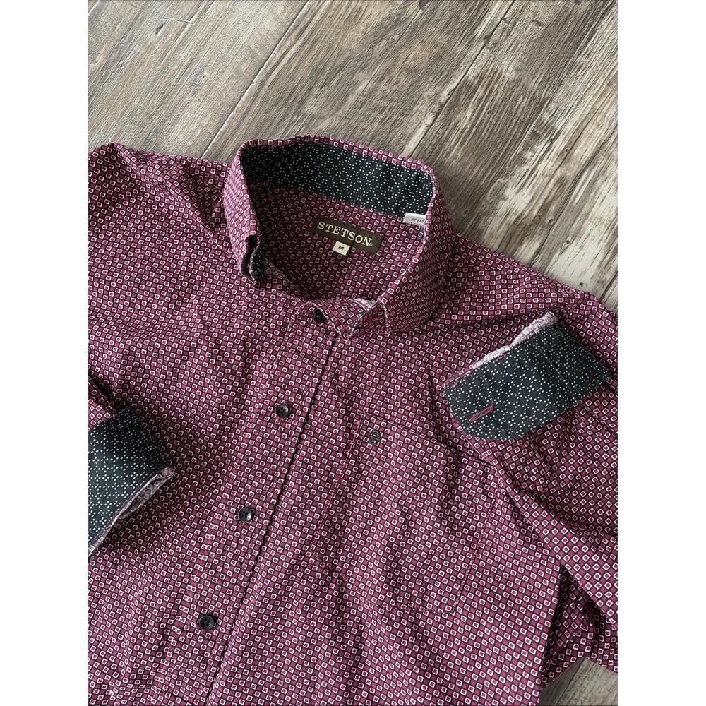 Stetson Men's Western Geometric Long-sleeve Shirt Medium Flip Cuff